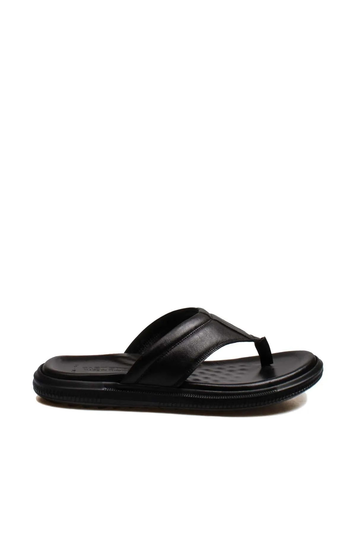 Men's Black Leather Flip-Flop Sandals-Wessi sold by Wessi