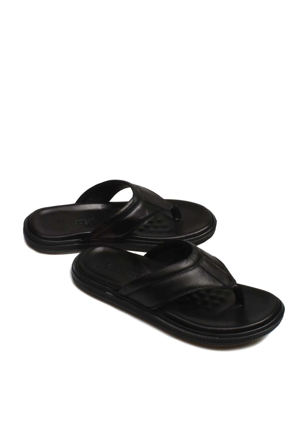 Men's Black Leather Flip-Flop Sandals-Wessi sold by Wessi product image thumbnail 5