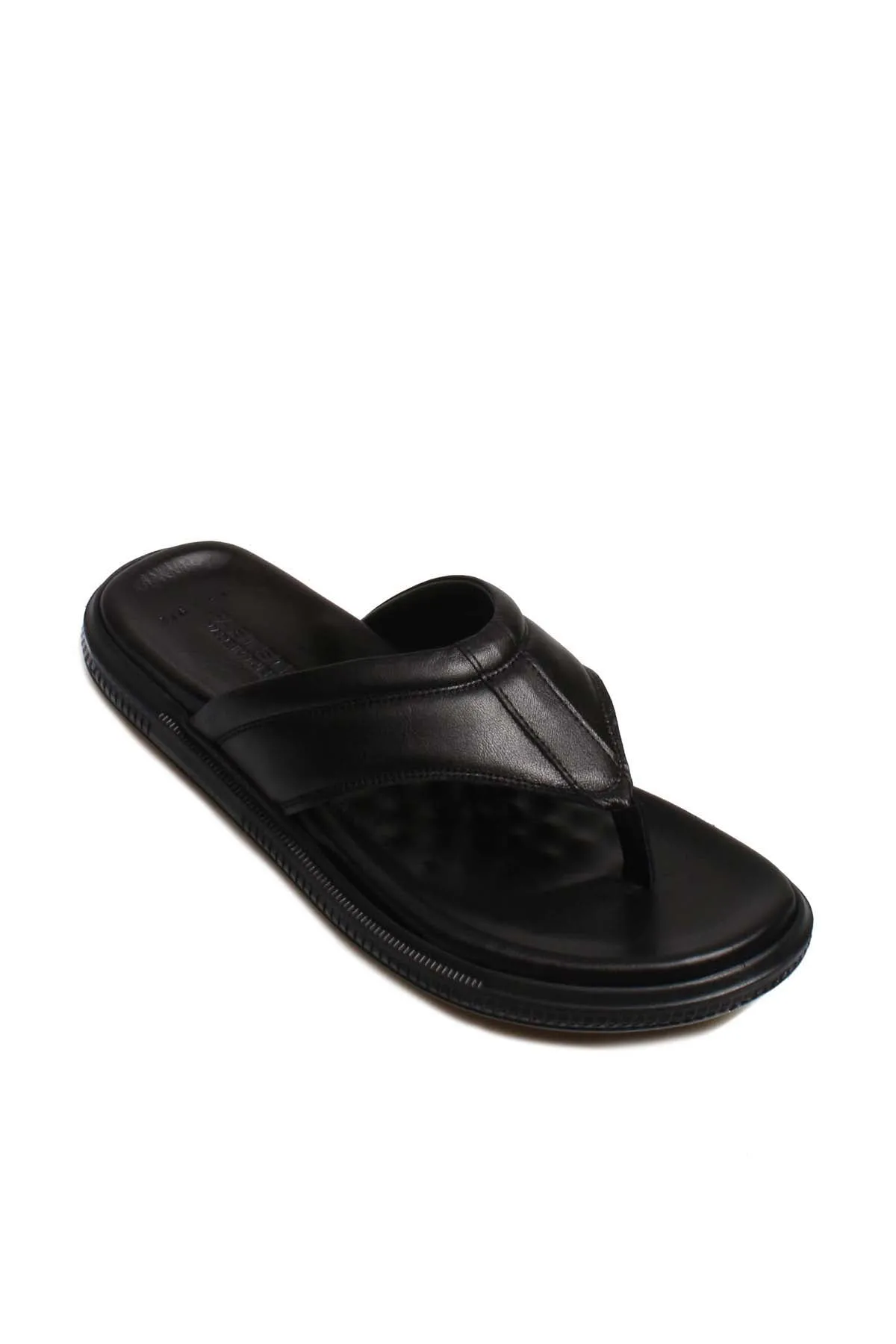 Men's Black Leather Flip-Flop Sandals-Wessi sold by Wessi product image thumbnail 3