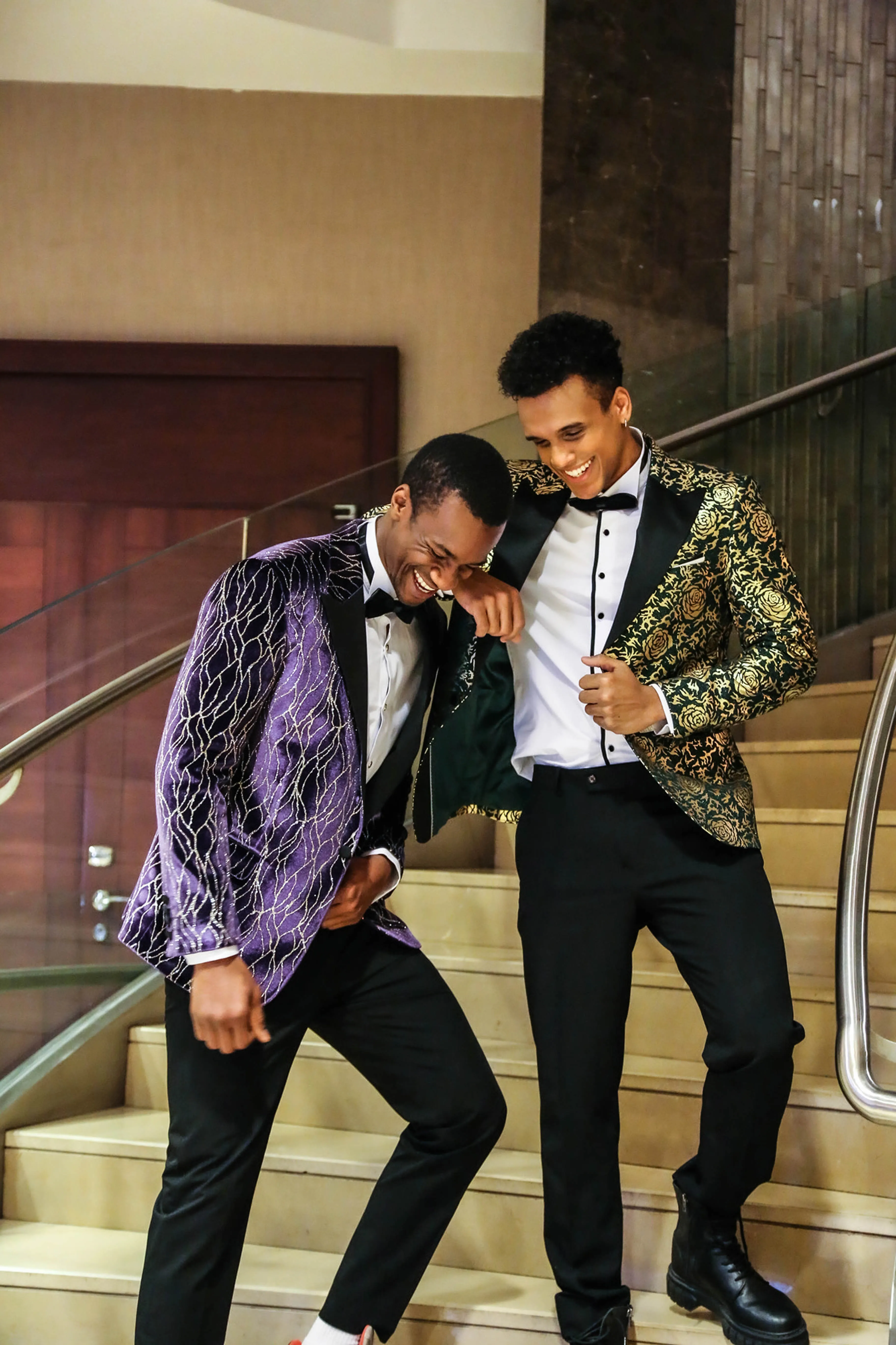 Gold Patterned Purple Men Singer Tuxedo Blazer - Wessi sold by Wessi product image thumbnail 2