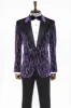 Gold Patterned Purple Men Singer Tuxedo Blazer - Wessi sold by Wessi
