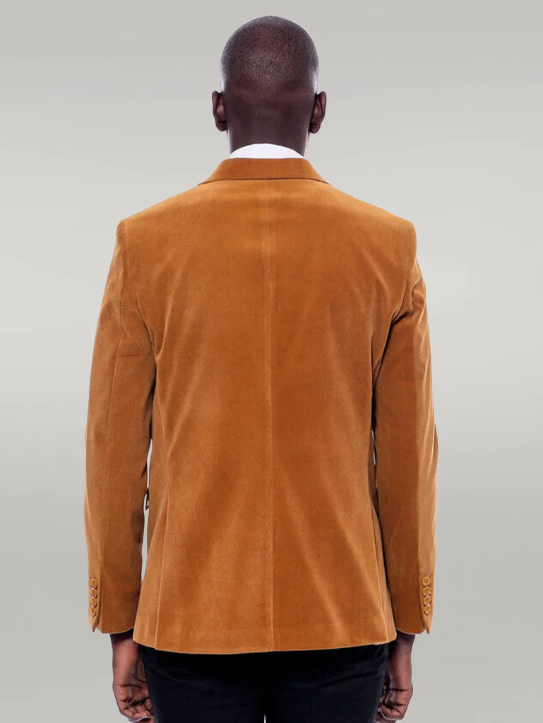 Wide Peak Lapel Velvet Yellow Blazer - Wessi sold by Wessi product image thumbnail 4