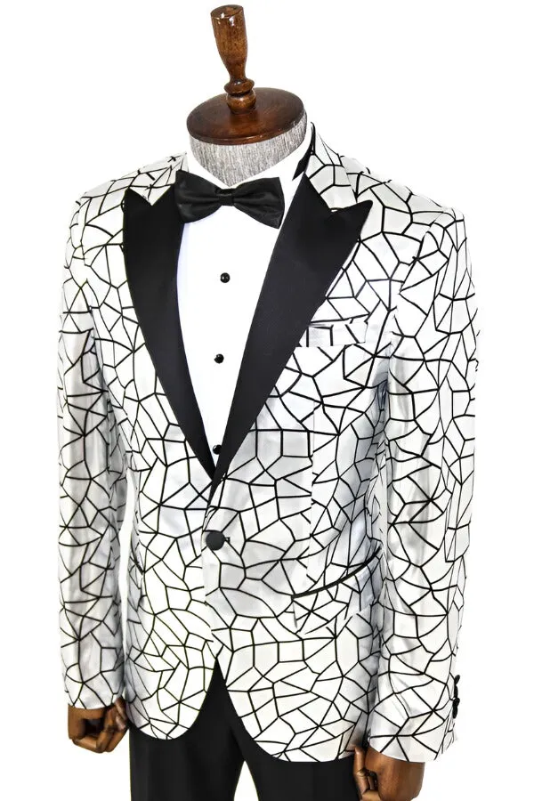 Slim Fit Black Patterned Grey Men Stage Performance Jacket - Wessi sold by Wessi product image thumbnail 3