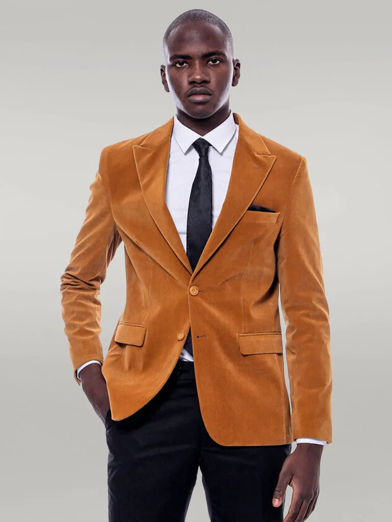 Wide Peak Lapel Velvet Yellow Blazer - Wessi sold by Wessi product image thumbnail 5