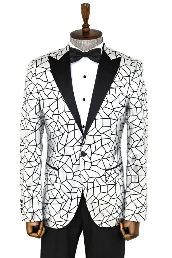 Slim Fit Black Patterned Grey Men Stage Performance Jacket - Wessi sold by Wessi product image thumbnail 4