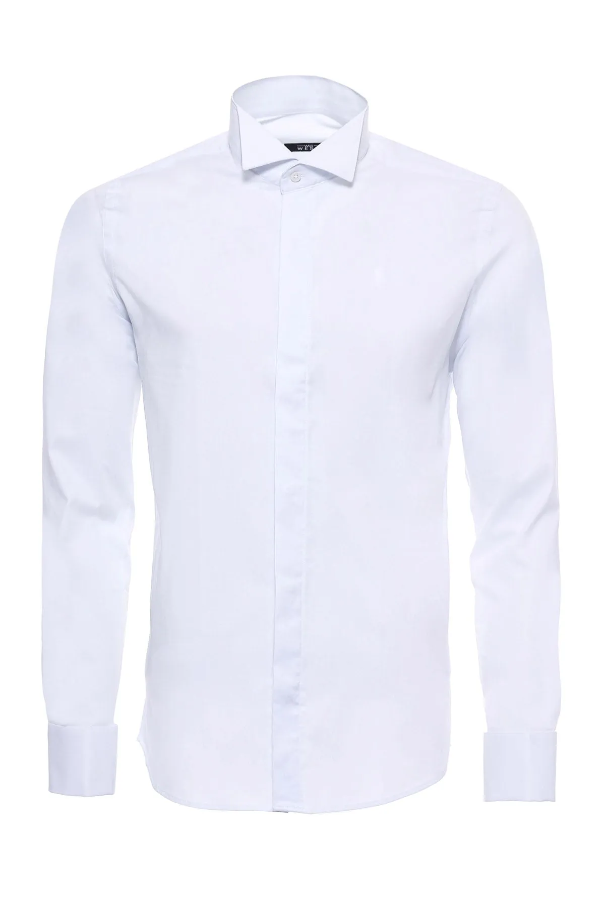 White Plain Stand Collar Formal Tuxedo Shirt - Wessi sold by Wessi