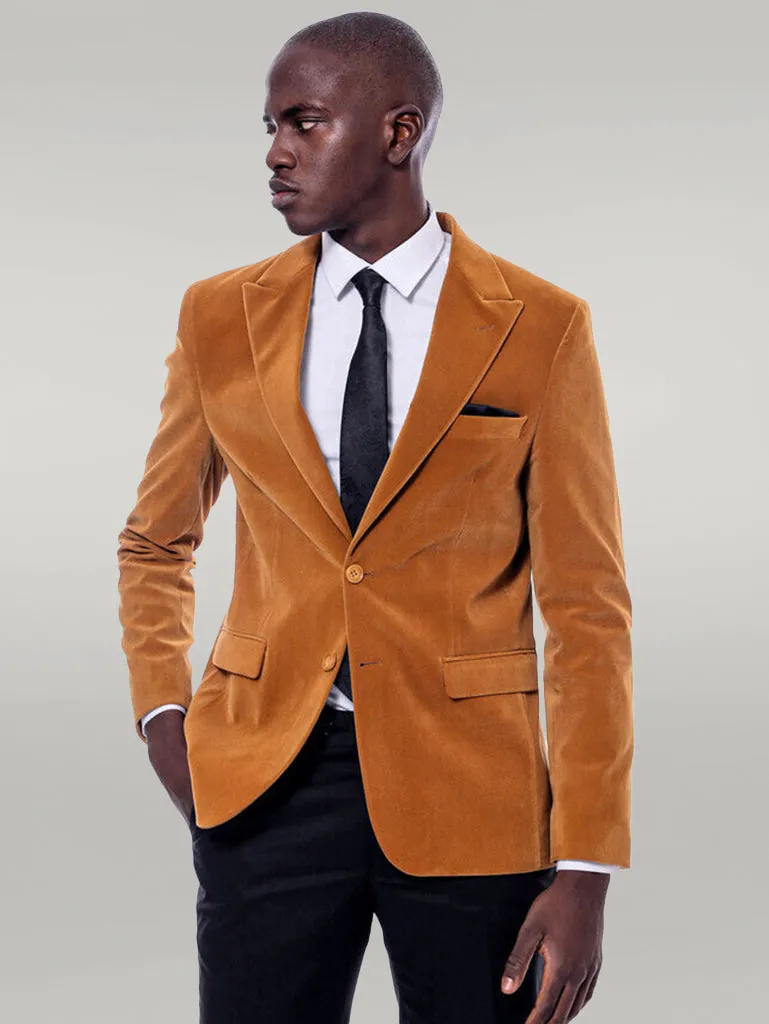 Wide Peak Lapel Velvet Yellow Blazer - Wessi sold by Wessi product image thumbnail 3