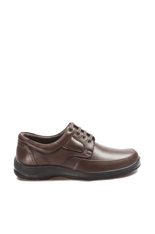 Men's Brown Leather Lace-Up Shoes with Padded Insole - Wessi sold by Wessi