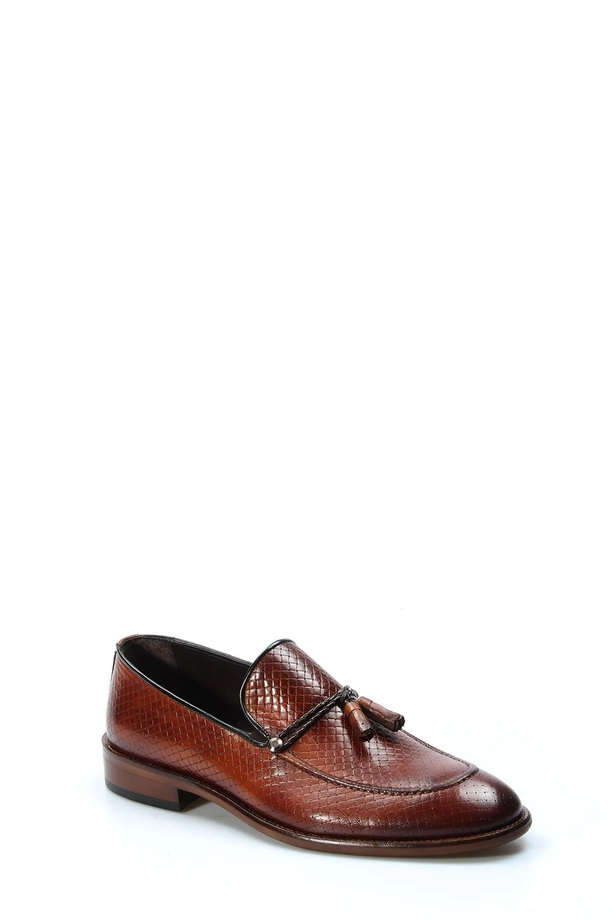 Men's Brown Textured Leather Loafers with Tassel Detail - Wessi sold by Wessi product image thumbnail 4