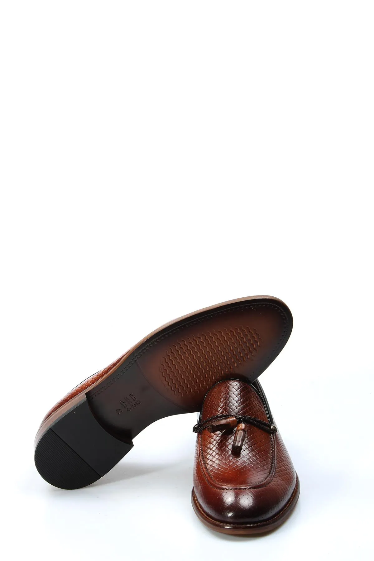 Men's Brown Textured Leather Loafers with Tassel Detail - Wessi sold by Wessi product image thumbnail 5