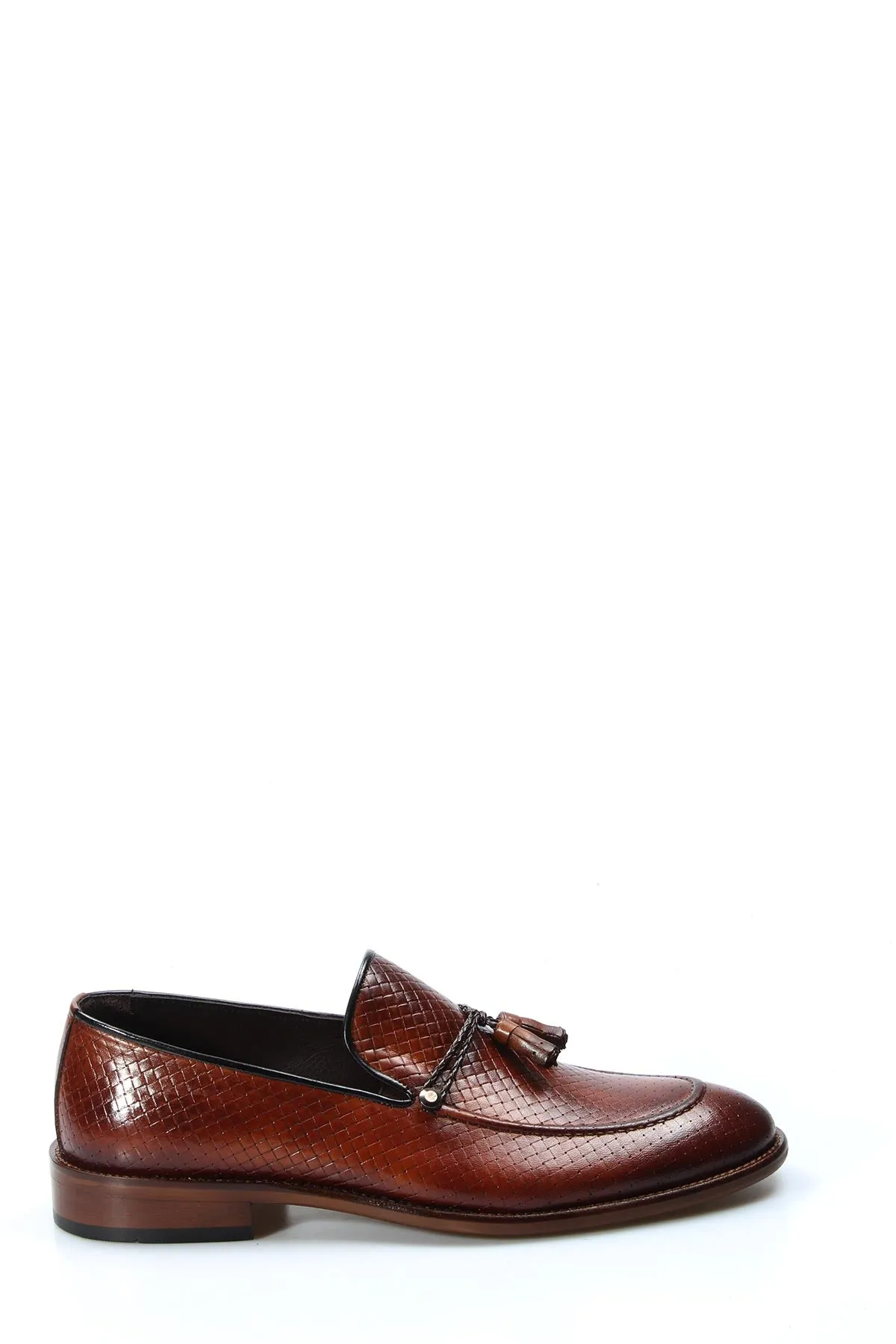 Men's Brown Textured Leather Loafers with Tassel Detail - Wessi sold by Wessi product image thumbnail 2