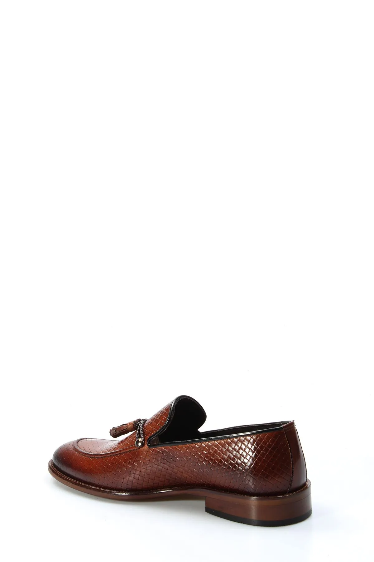 Men's Brown Textured Leather Loafers with Tassel Detail - Wessi sold by Wessi product image thumbnail 3