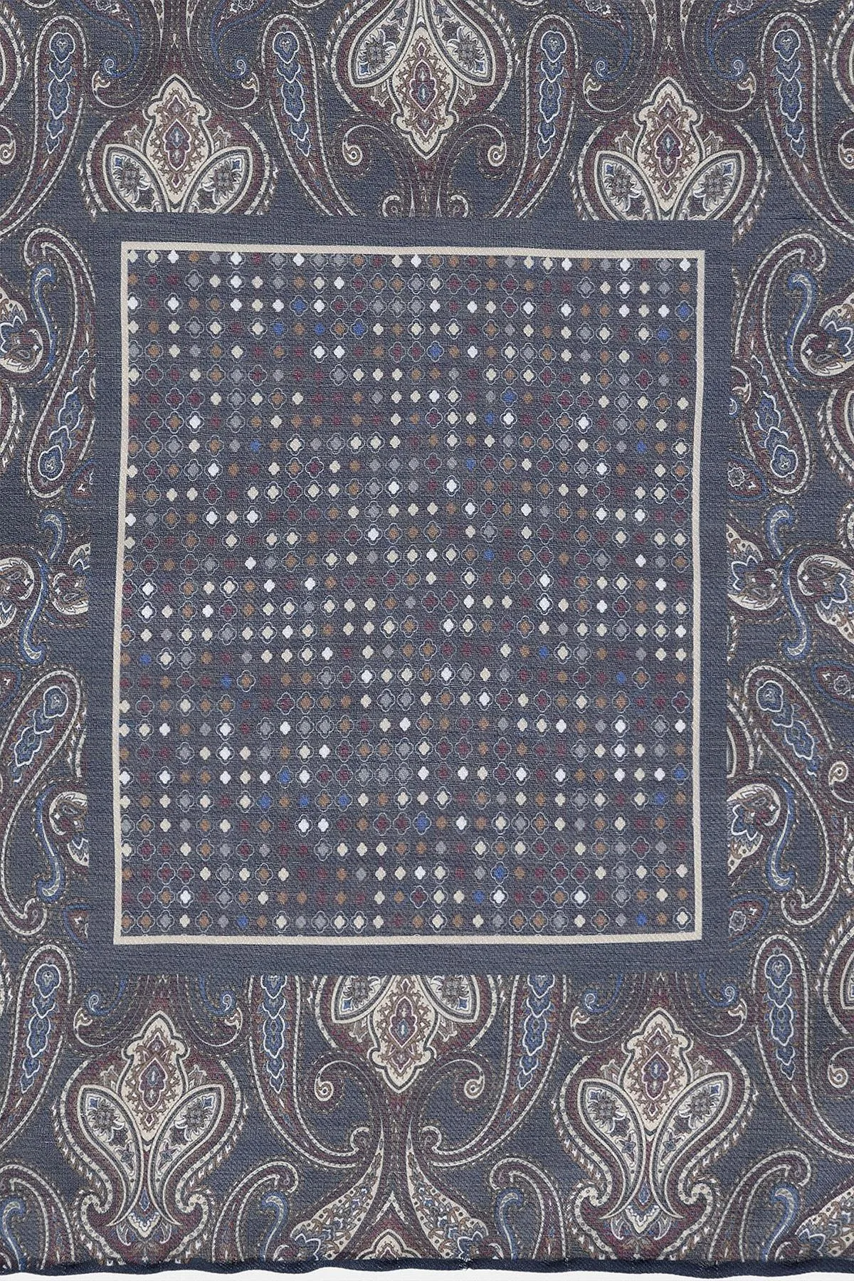 Men's Navy Blue Navy Square Ethnic Patterned Scarf - Wessi sold by Wessi product image thumbnail 5