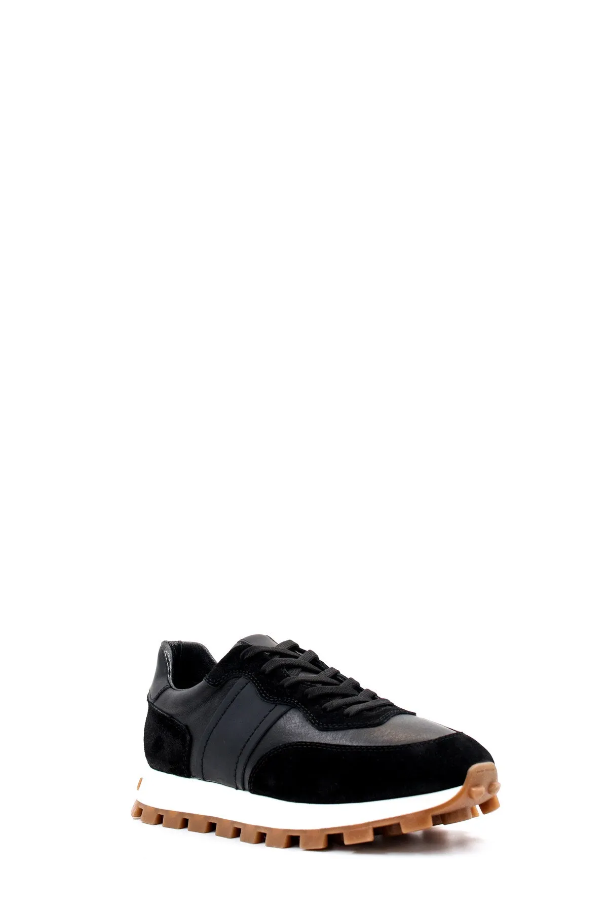 Men's Black Leather and Suede Sneakers with Contrast Sole - Wessi sold by Wessi product image thumbnail 3
