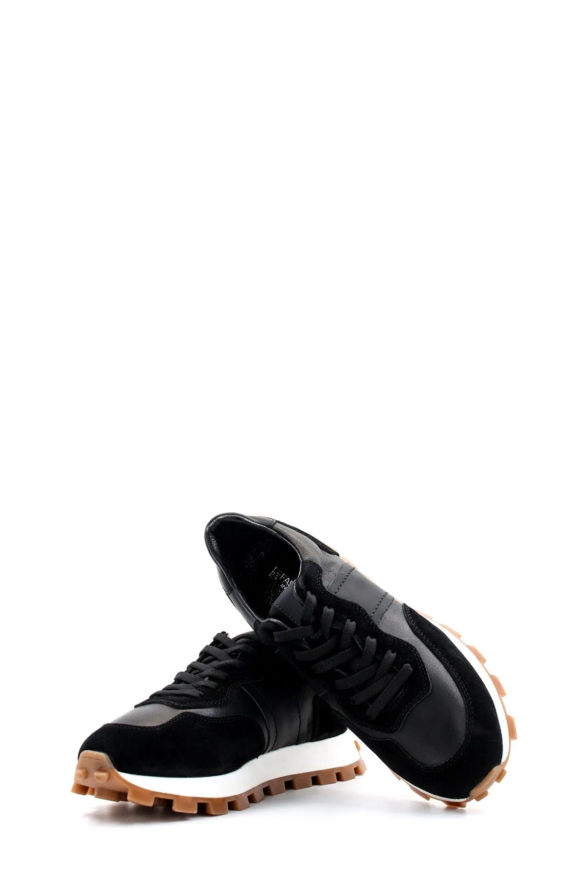 Men's Black Leather and Suede Sneakers with Contrast Sole - Wessi sold by Wessi product image thumbnail 5