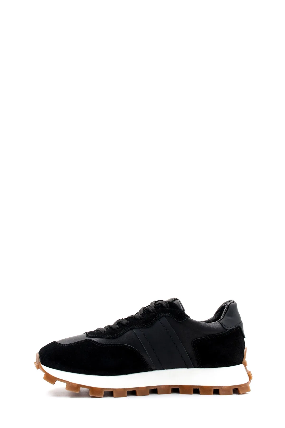 Men's Black Leather and Suede Sneakers with Contrast Sole - Wessi sold by Wessi product image thumbnail 2