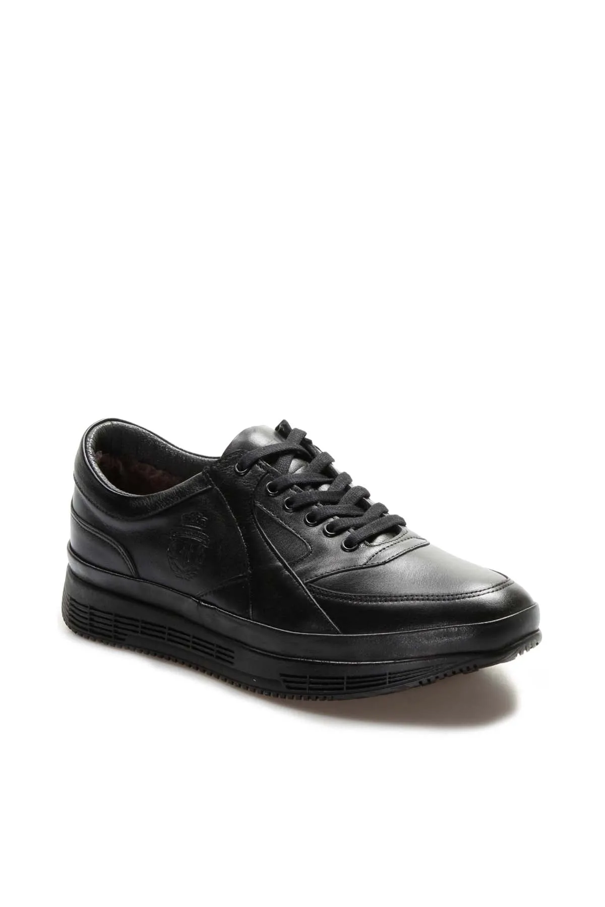 Men's Black Leather Sneakers with Cushioned Sole and Fur Lining - Wessi sold by Wessi product image thumbnail 3