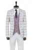 Checked Patterned Vested Light Grey Men Suit and Shirt Combination - Wessi sold by Wessi