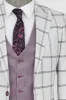 Checked Patterned Vested Light Grey Men Suit and Shirt Combination - Wessi sold by Wessi