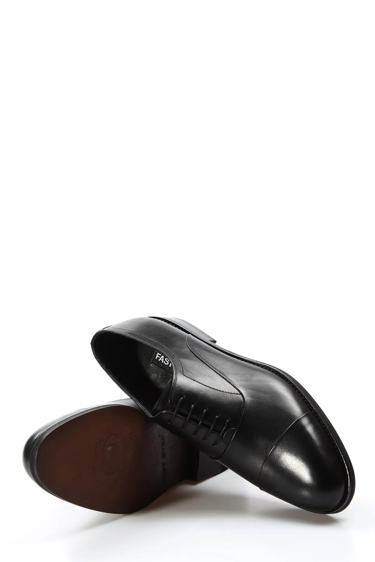 Men's Black Leather Cap-Toe Oxford Shoes - Wessi sold by Wessi product image thumbnail 4