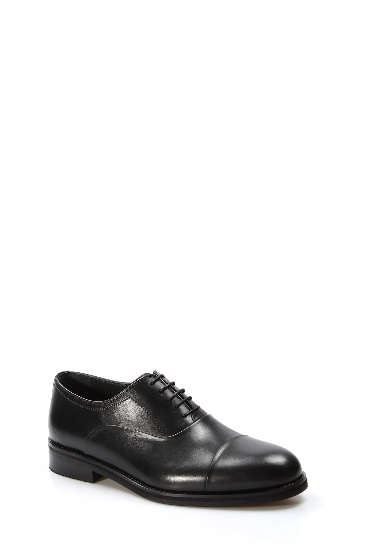 Men's Black Leather Cap-Toe Oxford Shoes - Wessi sold by Wessi product image thumbnail 3