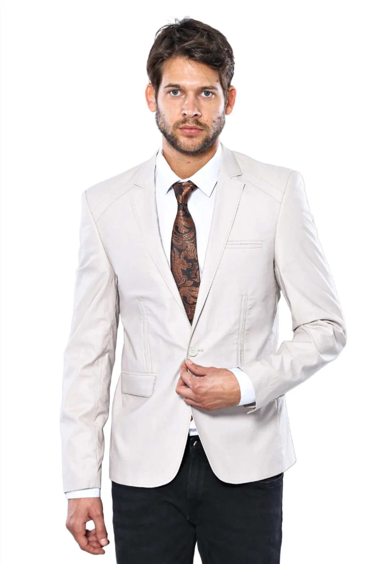 3 pocket Single Button Cotton Grey Jacket-Wessi sold by Wessi