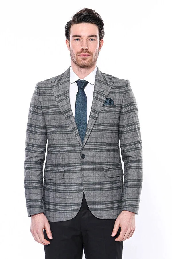 Checked Slim Fit Single Button Green Men Blazer - Wessi sold by Wessi product image thumbnail 5