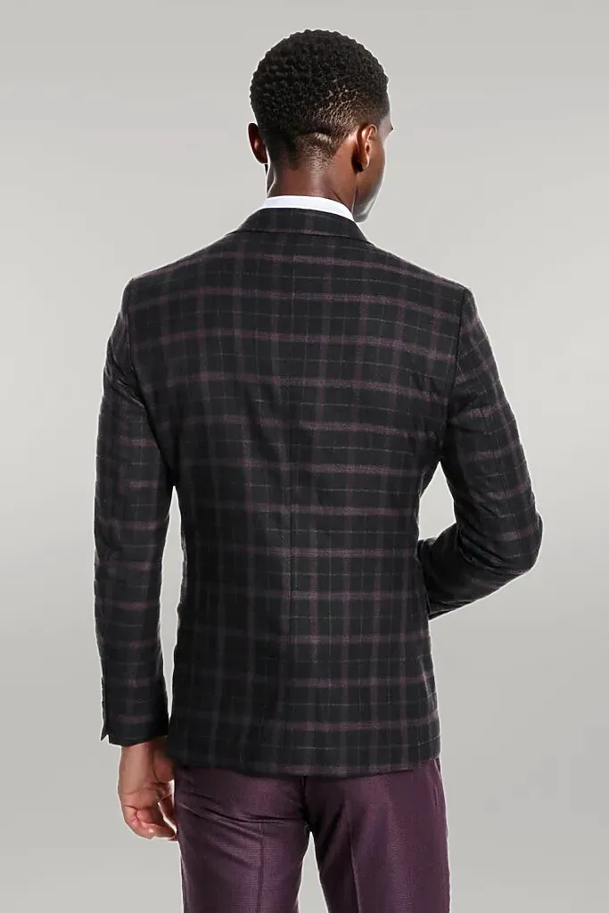 Purple Vested Slim Fit Checked Black Men Suit - Wessi sold by Wessi product image thumbnail 4