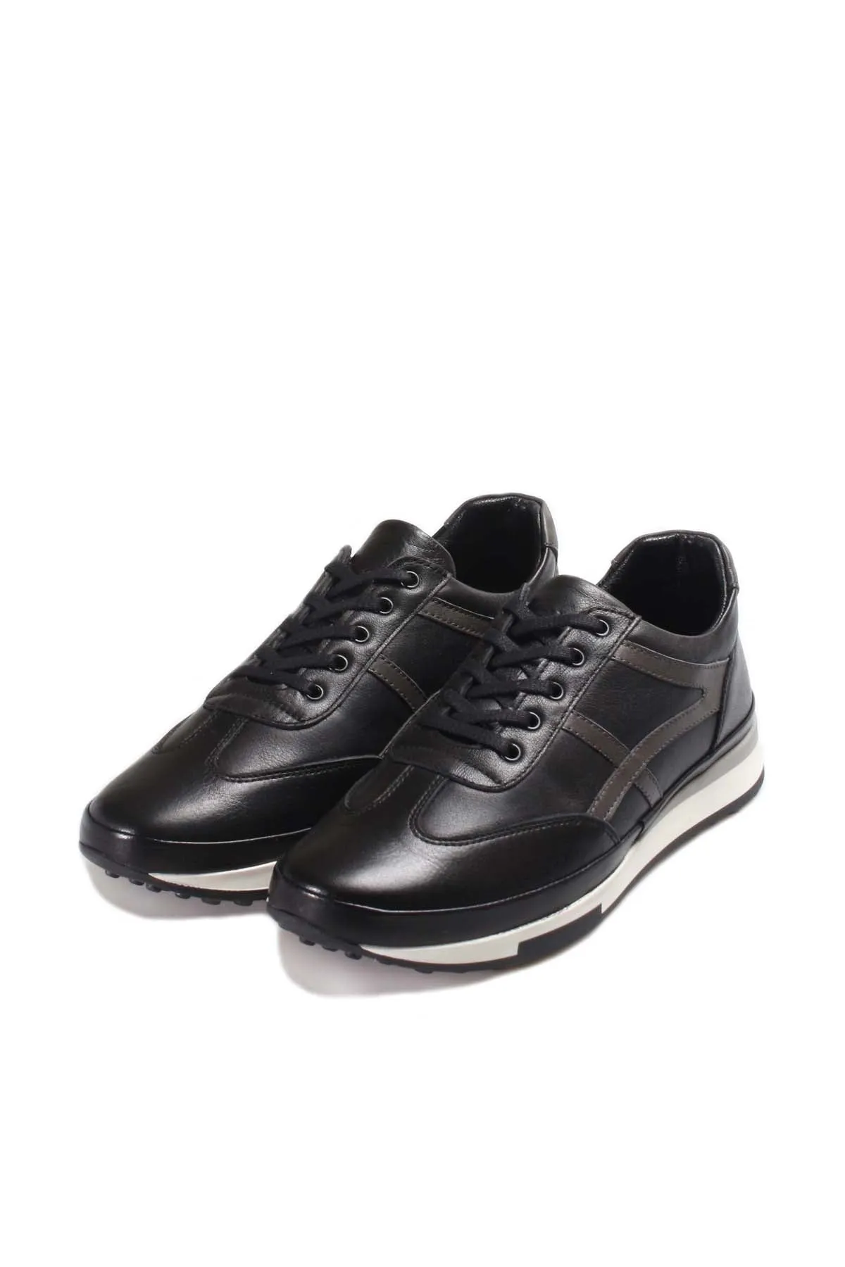Men's Black and Gray Leather Running Shoes-Wessi sold by Wessi product image thumbnail 5