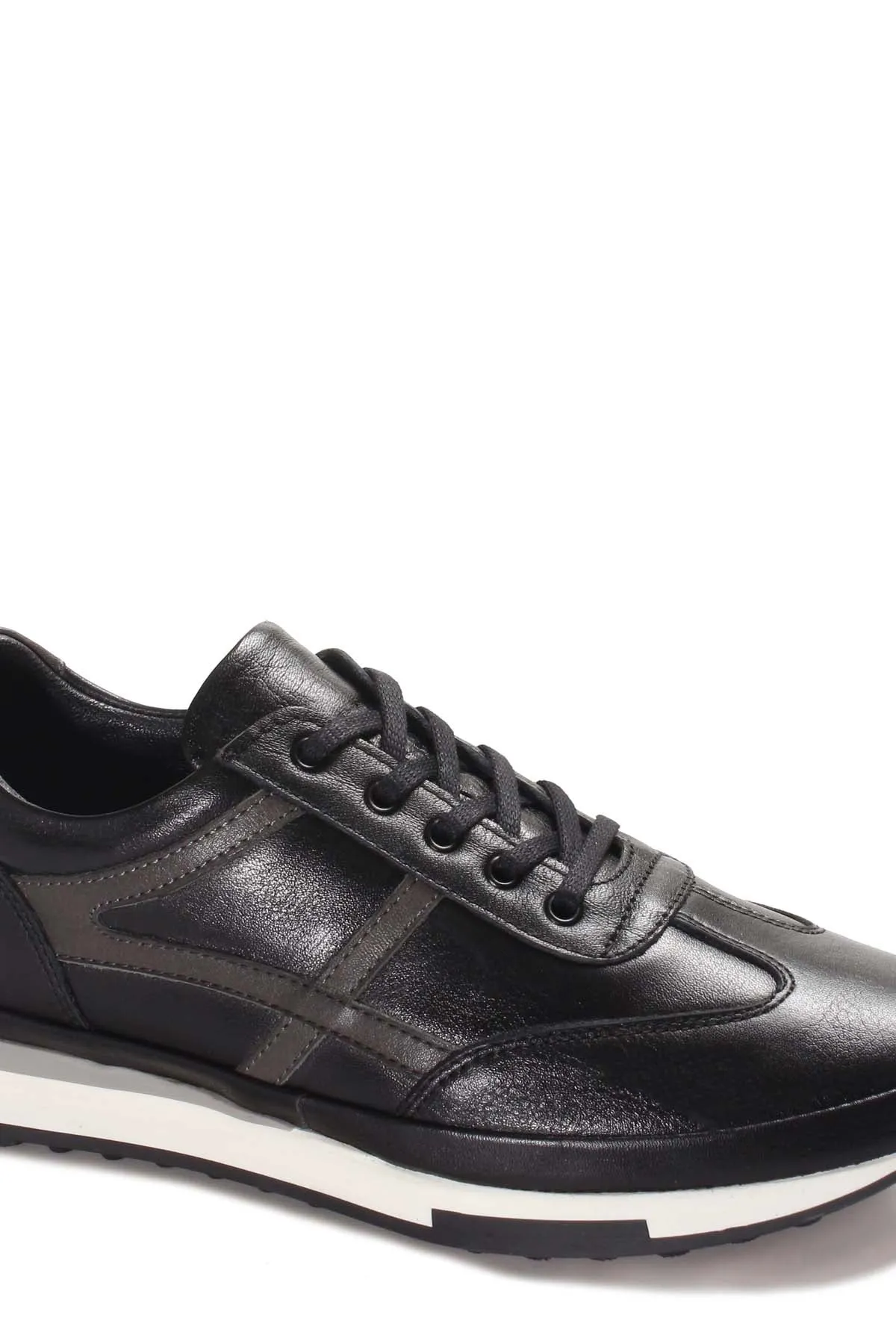 Men's Black and Gray Leather Running Shoes-Wessi sold by Wessi product image thumbnail 3