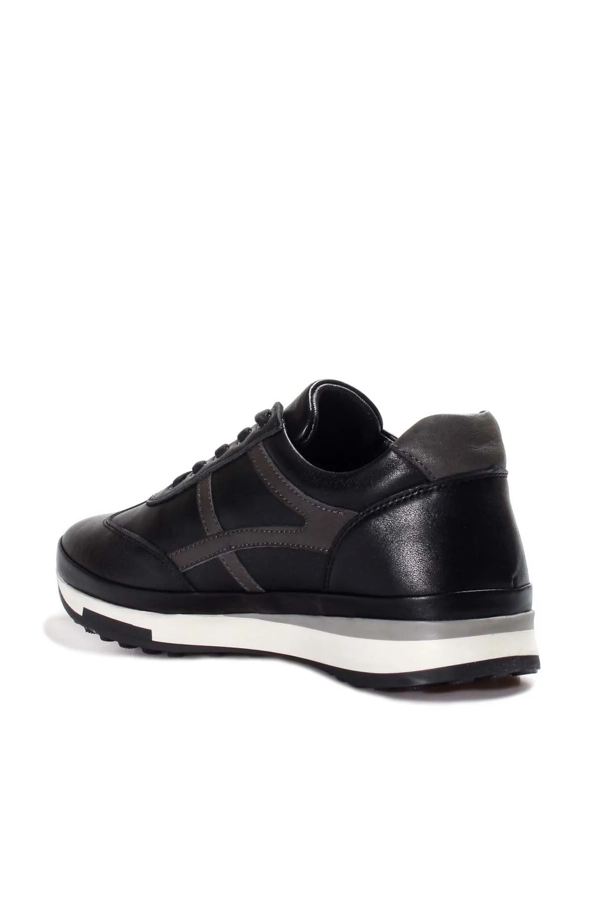 Men's Black and Gray Leather Running Shoes-Wessi sold by Wessi product image thumbnail 2