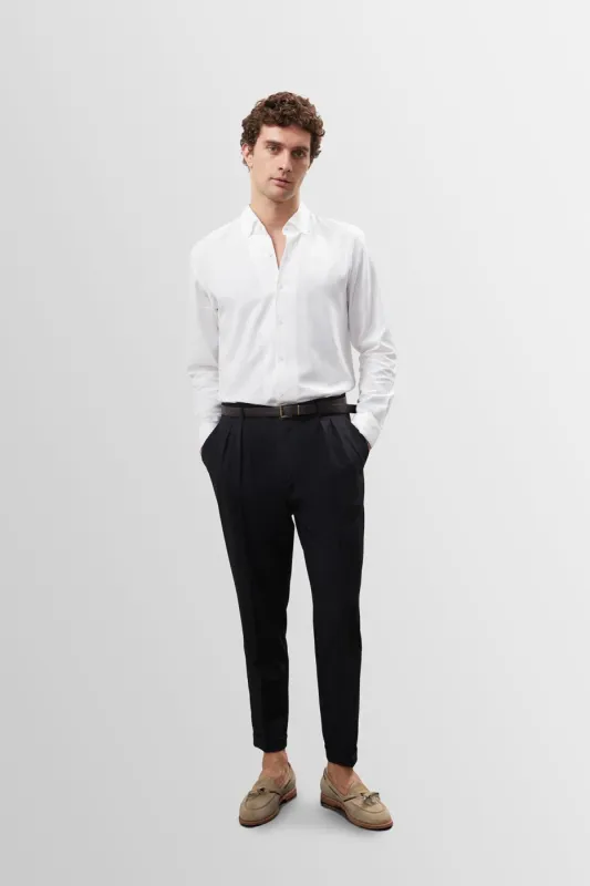 Men's Anthracite High Waist Belted Trousers - Wessi sold by Wessi