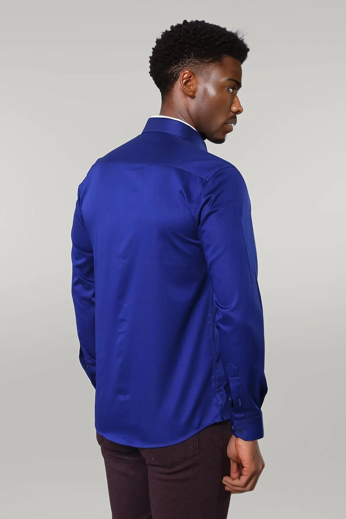 Blue Satin Shirt - Wessi sold by Wessi product image thumbnail 2