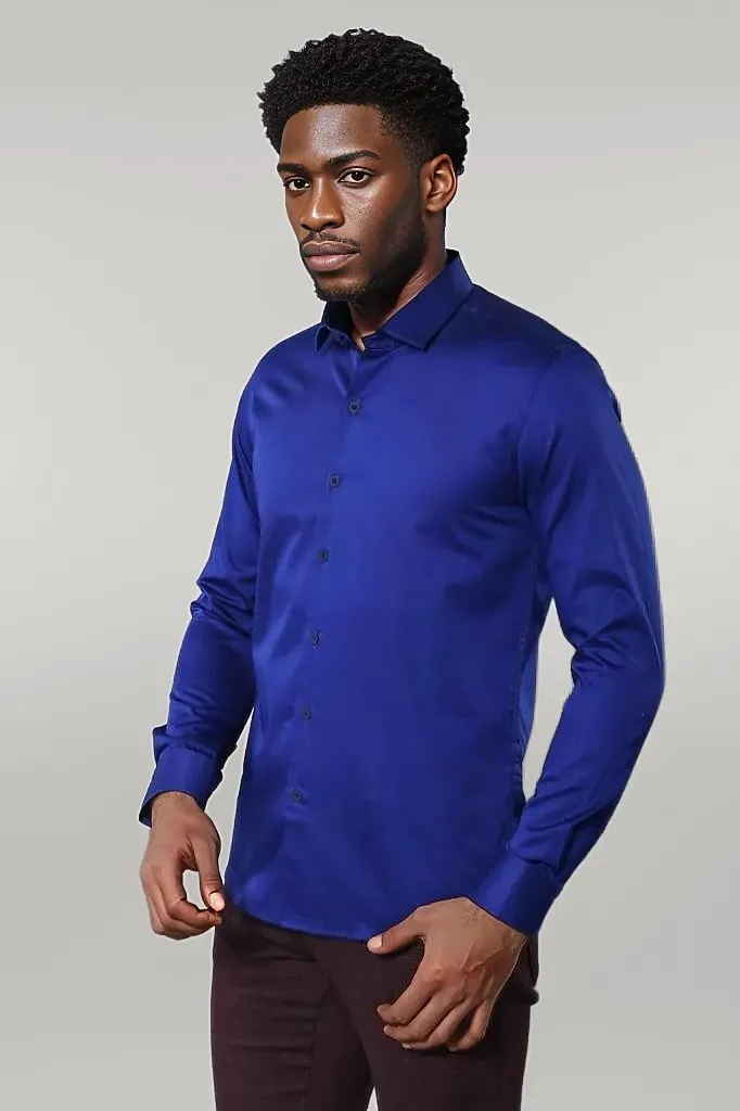 Blue Satin Shirt - Wessi sold by Wessi