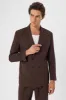 Men's Brown Double Breasted  Blazer Jacket with Bag Pocket - Wessi sold by Wessi