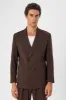 Men's Brown Double Breasted  Blazer Jacket with Bag Pocket - Wessi sold by Wessi