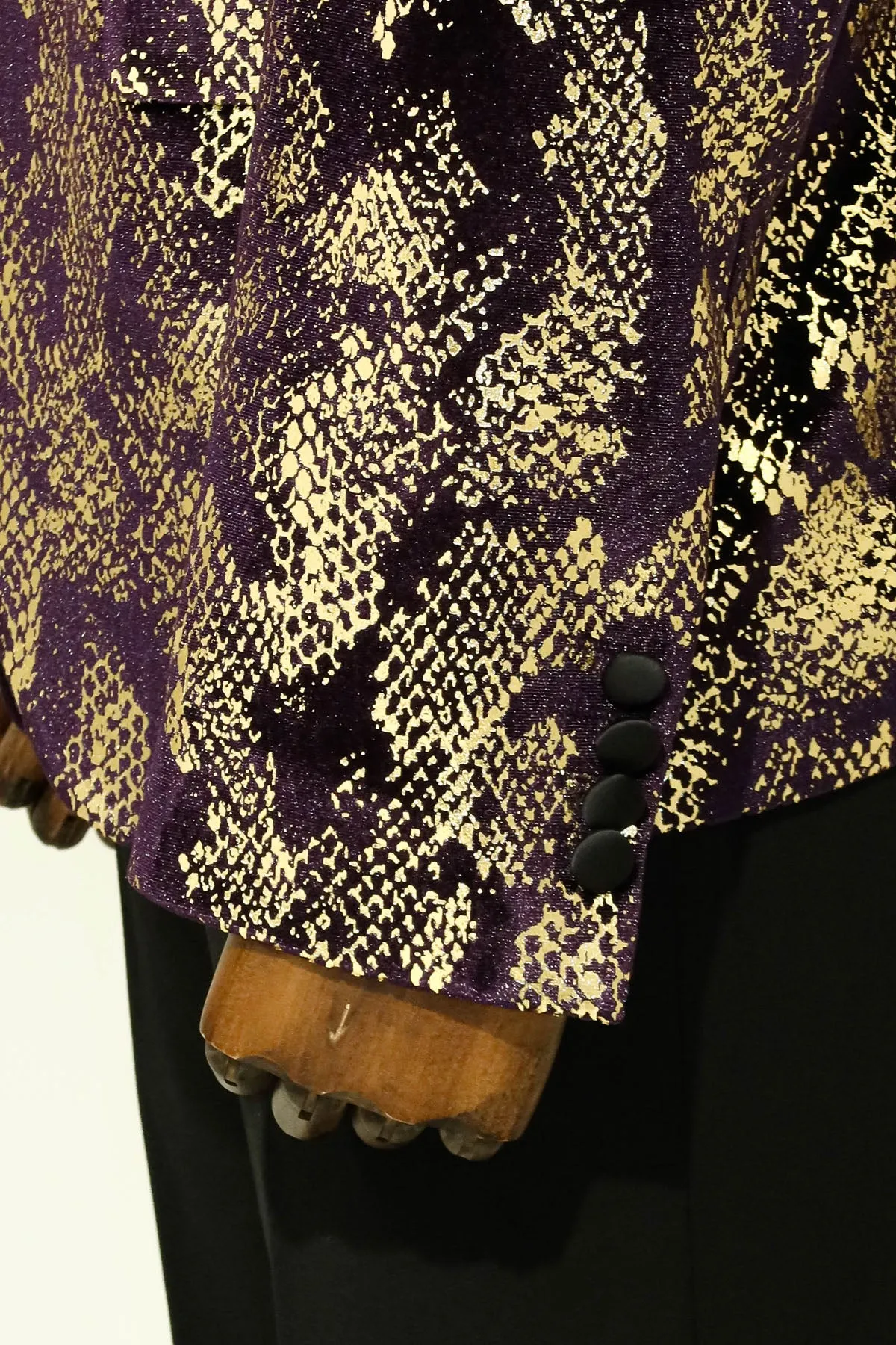 Peak Lapel Slim Fit Gold Patterned Purple Men Singer Tuxedo Blazer sold by Wessi product image thumbnail 3