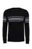 Crew Neck Knitwear Chest Patterned Over Black - Wessi sold by Wessi