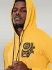Patterned Hooded Zippered Yellow Sweatshirt - Wessi sold by Wessi
