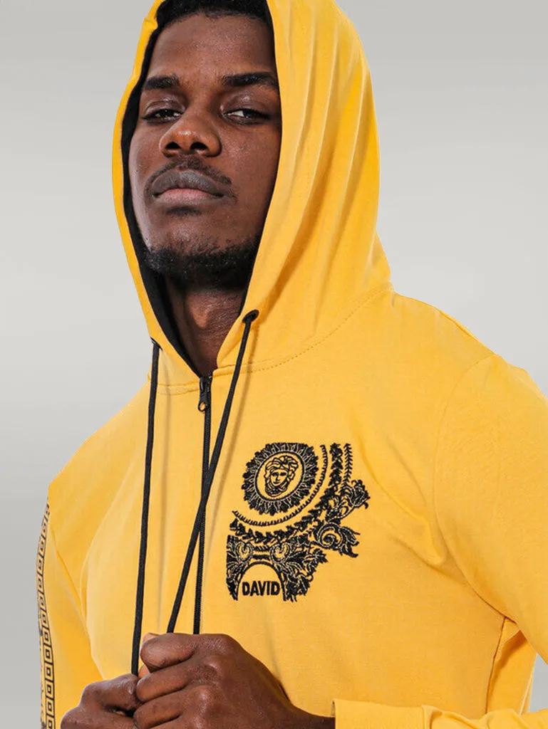 Patterned Hooded Zippered Yellow Sweatshirt - Wessi sold by Wessi product image thumbnail 2