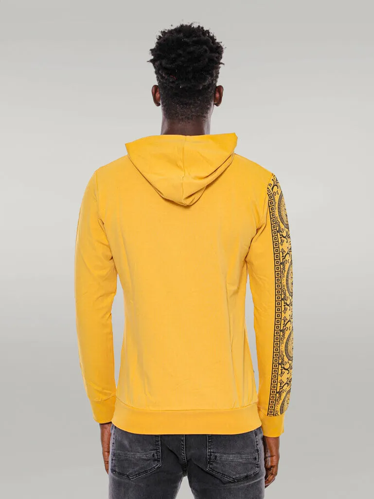 Patterned Hooded Zippered Yellow Sweatshirt - Wessi sold by Wessi product image thumbnail 4