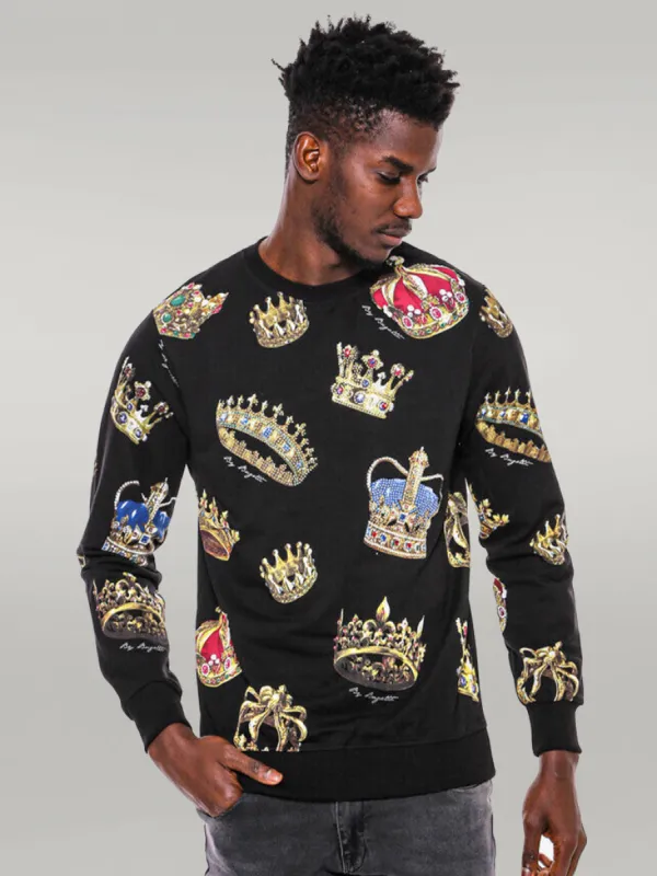 Black Patterned Slim Fit Sweatshirt - Wessi sold by Wessi