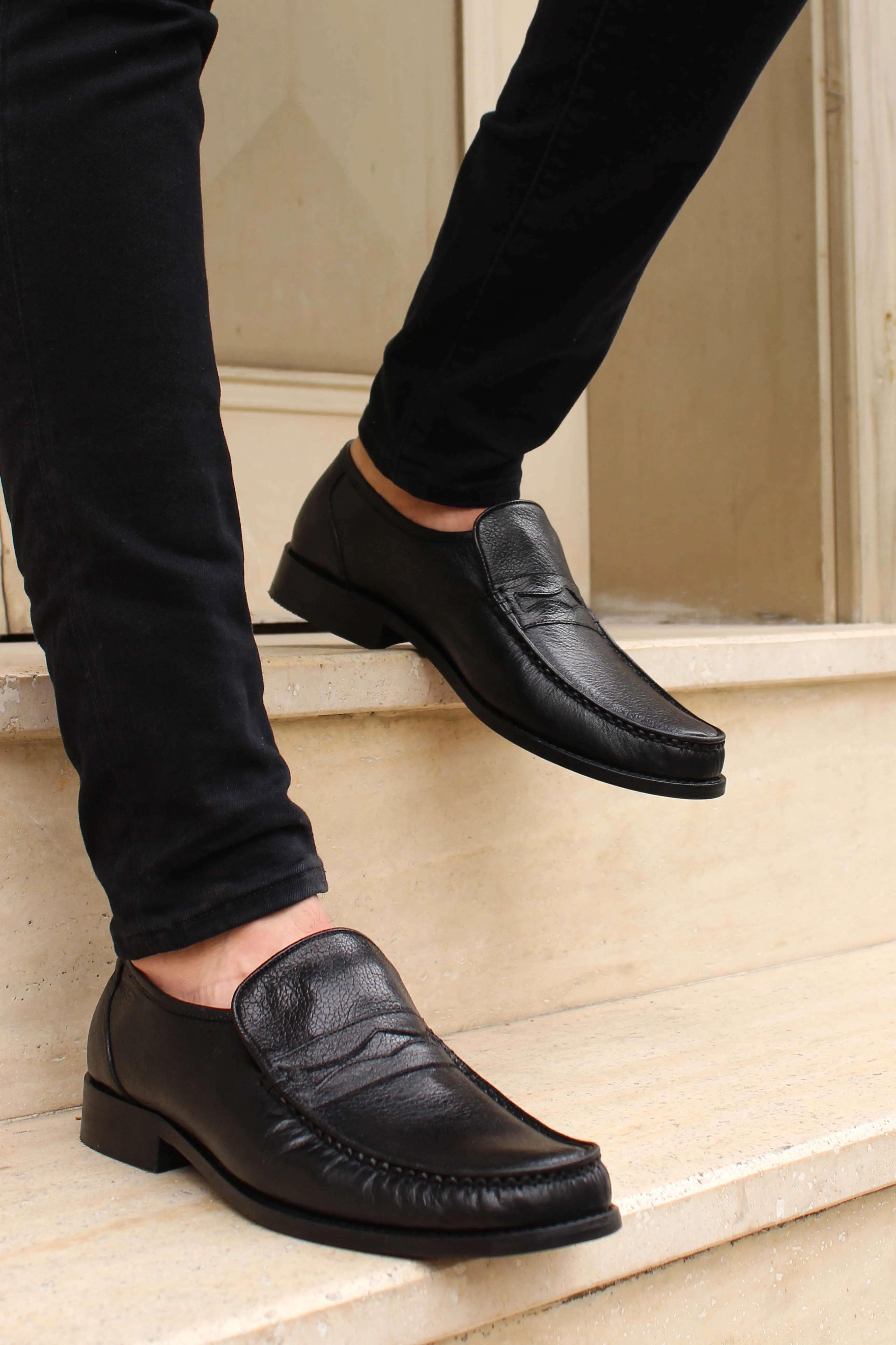 Classic Men's Black Leather Penny Loafers - Wessi sold by Wessi