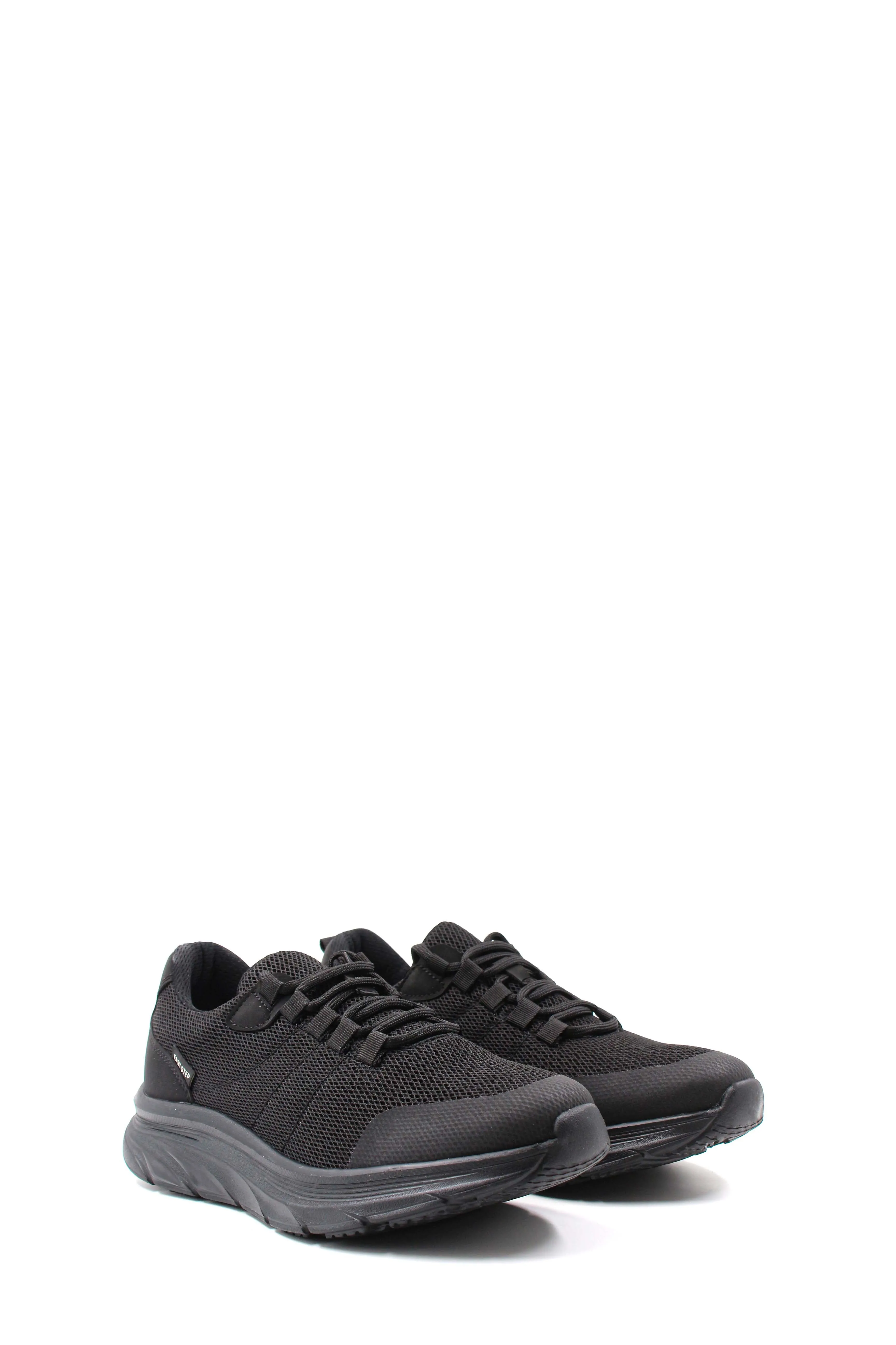 Men's Black Lace-Up Knit Sneakers with Cushioned Sole - Wessi sold by Wessi product image thumbnail 4