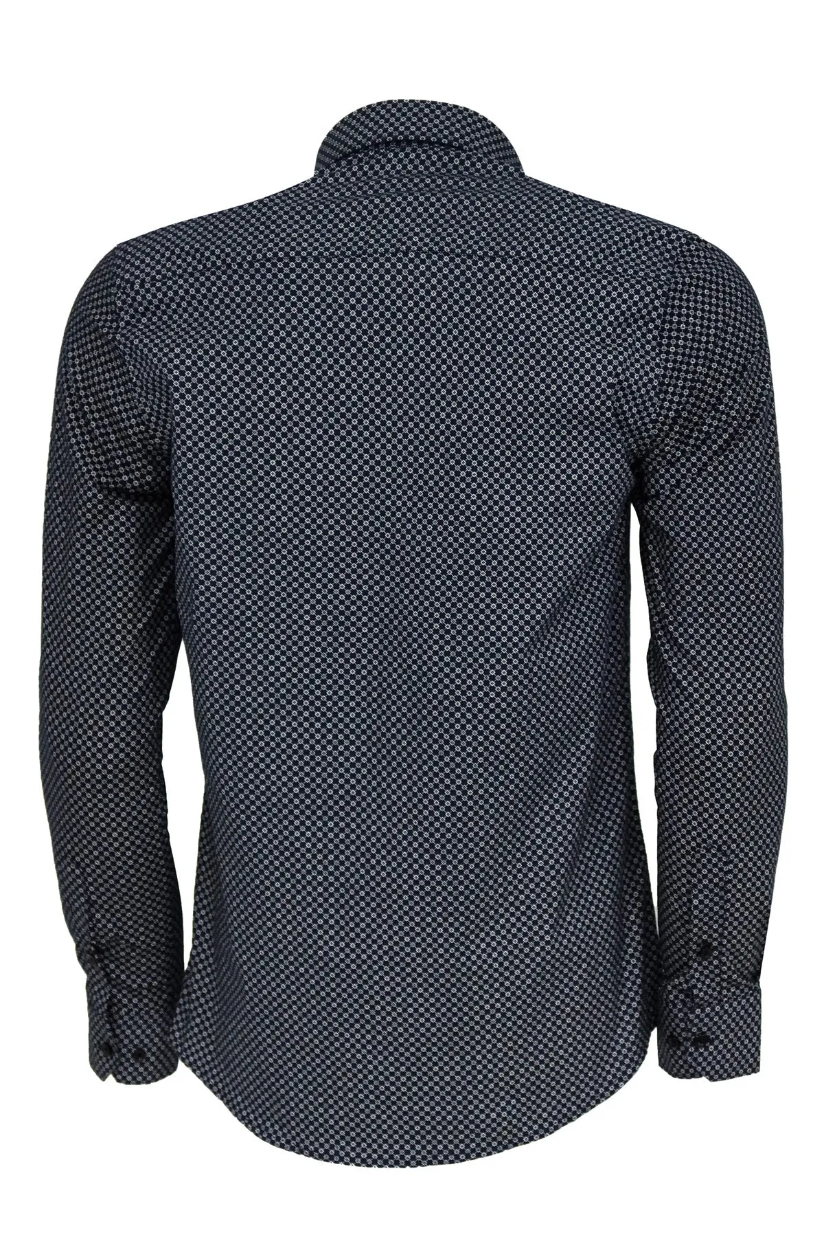 Navy Blue Tiny Check Patterned Slim Fit Shirt - Wessi sold by Wessi product image thumbnail 4