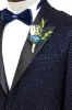 Black Patterned Over Navy Blue Men Party Blazer - Wessi sold by Wessi