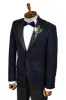 Black Patterned Over Navy Blue Men Party Blazer - Wessi sold by Wessi