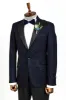 Black Patterned Over Navy Blue Men Party Blazer - Wessi sold by Wessi