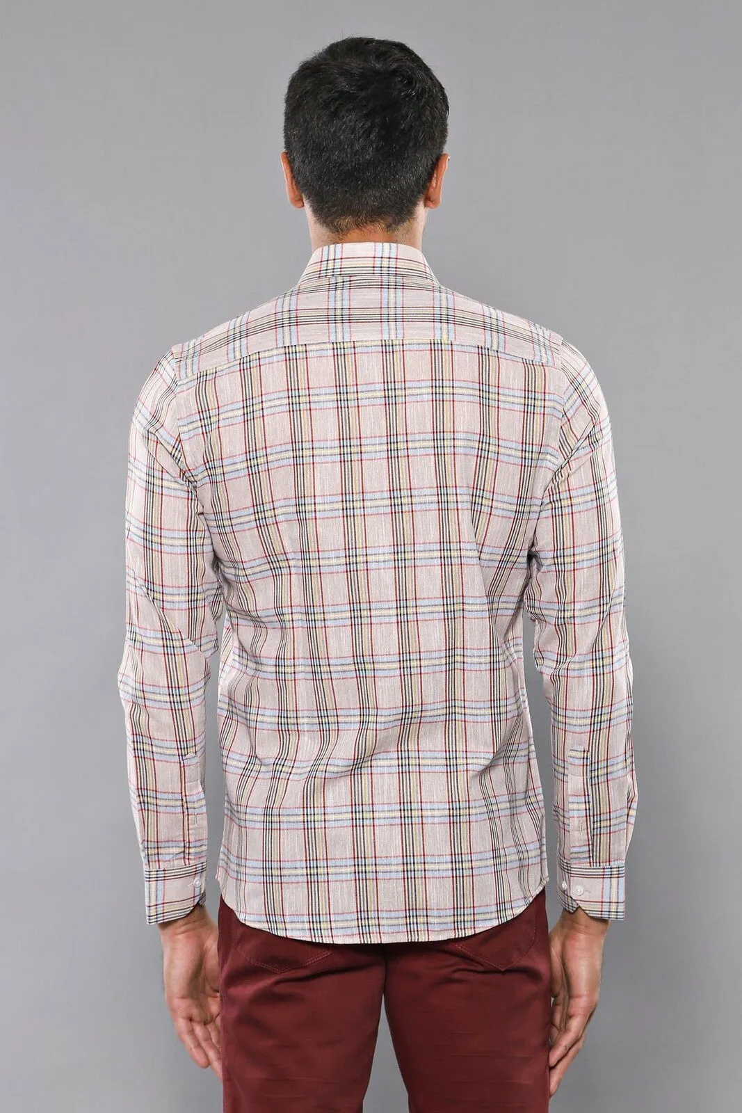 Beige Plaid Slim-Fit Shirt | Wessi - Wessi sold by Wessi product image thumbnail 4