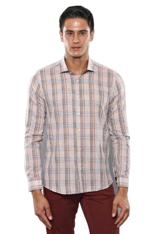 Beige Plaid Slim-Fit Shirt | Wessi - Wessi sold by Wessi